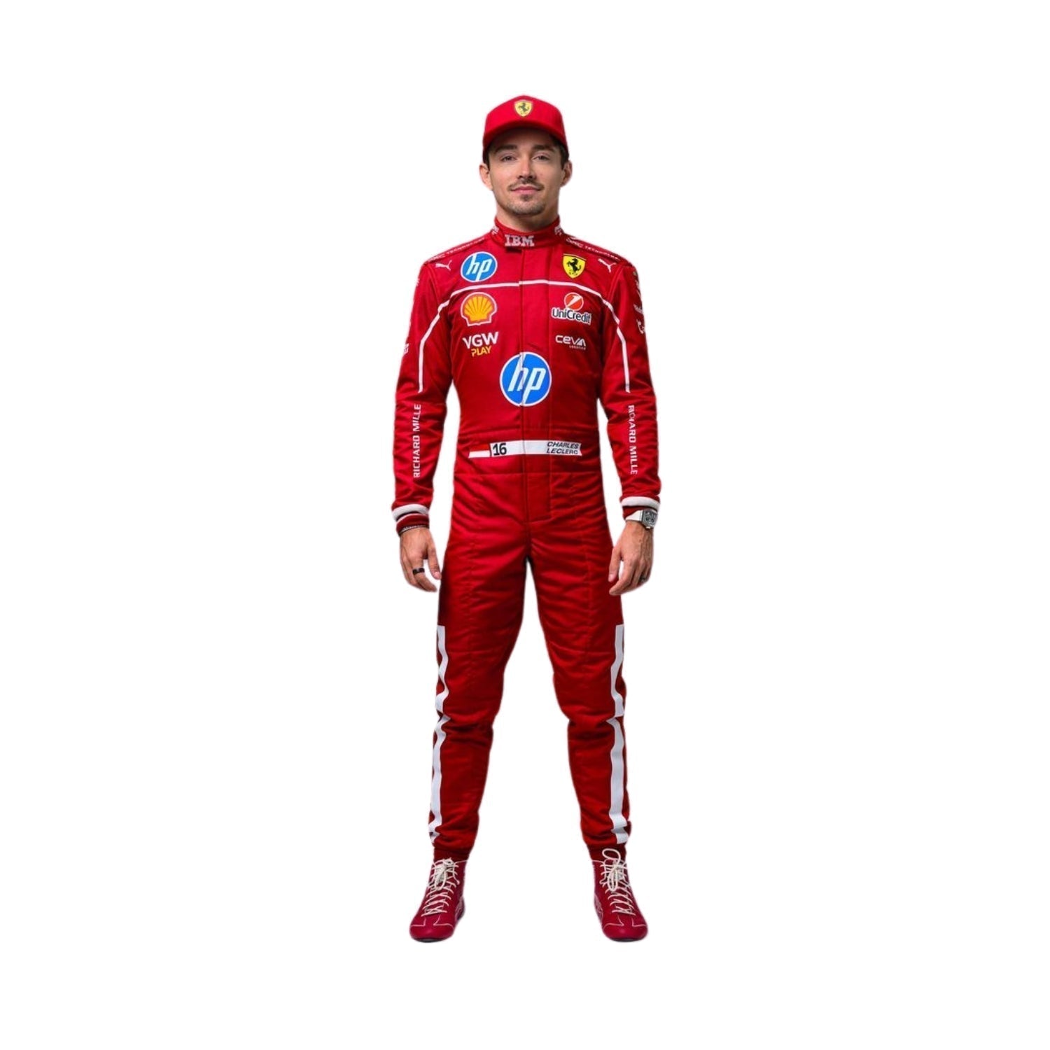 Charles Leclerc in action during the 2025 F1 season, wearing the red racing suit, showcasing his speed and skill on the track.


