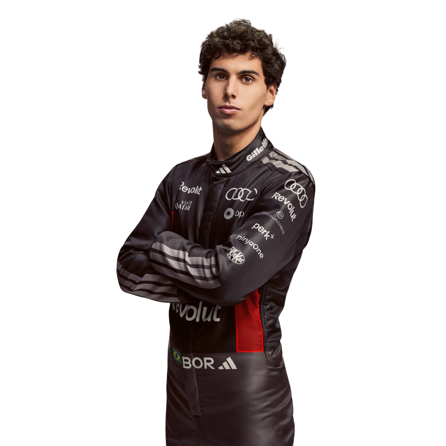 Close up View Of F1 Racing Costume 2026 Worn by Gabriel Bortoleto - Audi