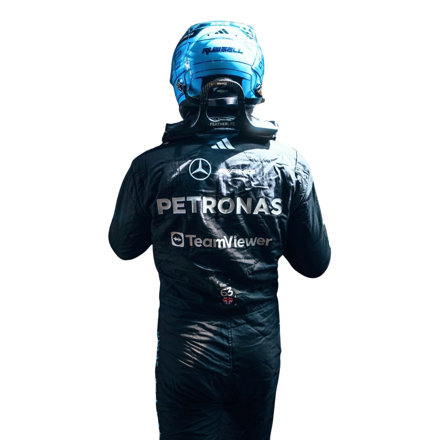 Back View of F1 Racing Costume 2026 Worn by George Russell - Mercedes