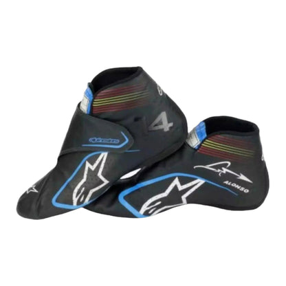 Black Fernando Alonso 2021 F1 Racing shoes visor with branding on a white background