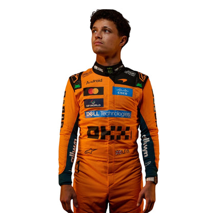 Close up Front View of Lando Norris 2026 McLaren F1 Racing Suit