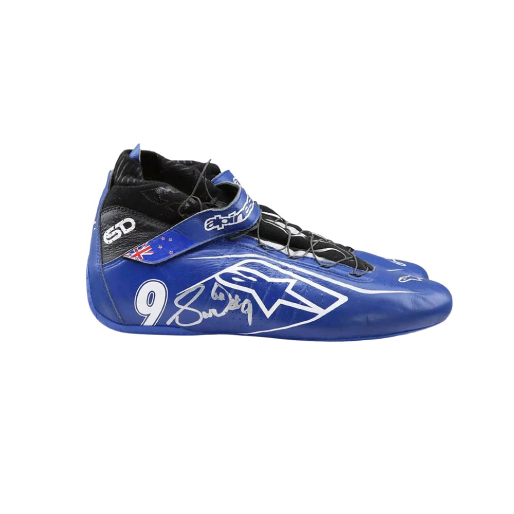 Blue Scott Dixon 2022 Chip Ganassi Indy Car Racing shoe with number 9 and signature on a white background