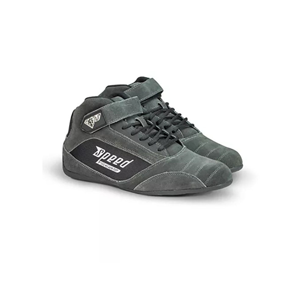 Gray high-top Speed Milan KS-2 Racing shoes with a brand logo on a white background
