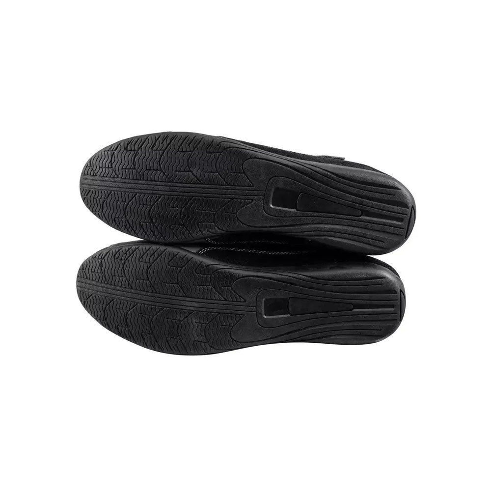 Pair of black ZR-20 Kart Racing shoes on a white background