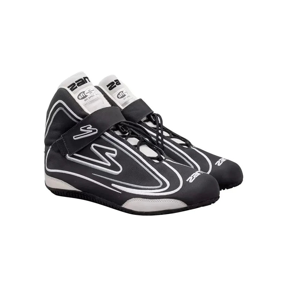 Black and white ZR-50 Kart Racing shoes with brand logo on a white background