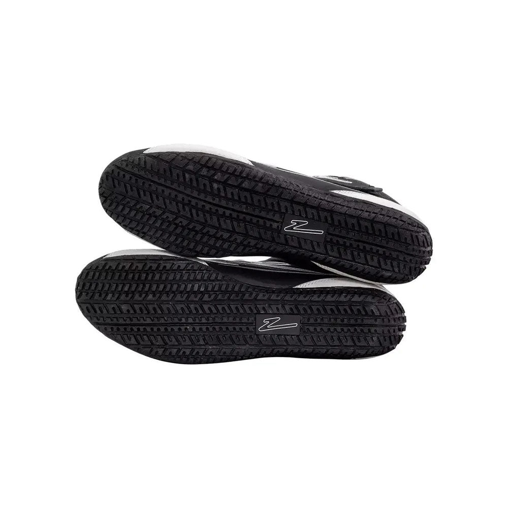 Black and white ZR-50 Kart Racing shoes with a brand logo on a white background